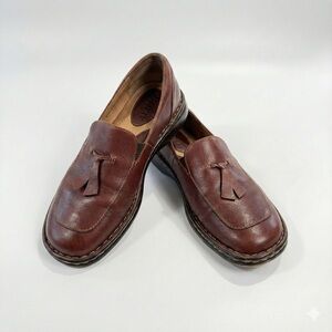Born brown leather tassel loafers comfort work size 7
